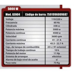 Generador De Gasolina 110 Voltios/ 220 Voltios Ferreteria