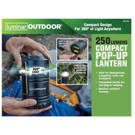 Lampara camping LED compacta iluminación 360 incluye 3 baterías "AA" Ferreteria