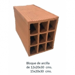 Bloque de Arcilla 15x20x30 cms. Ferreteria AlfareriaV-15x20x30 