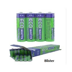 Ecowatts Batería Carbón Zinc (AA R6) 4pzs/Blister 1.5v. LUMISTAR
