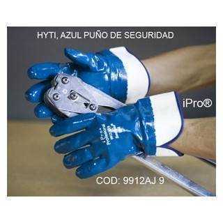 Par de guante Hyti color azul palma lisa puño seguridad de 55/1000 talla 9-9 5